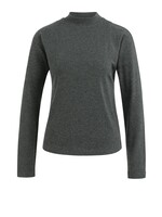 Yaya Yaya, Aansluitende top met lange mouwen en halve col, Antraciet, Size: