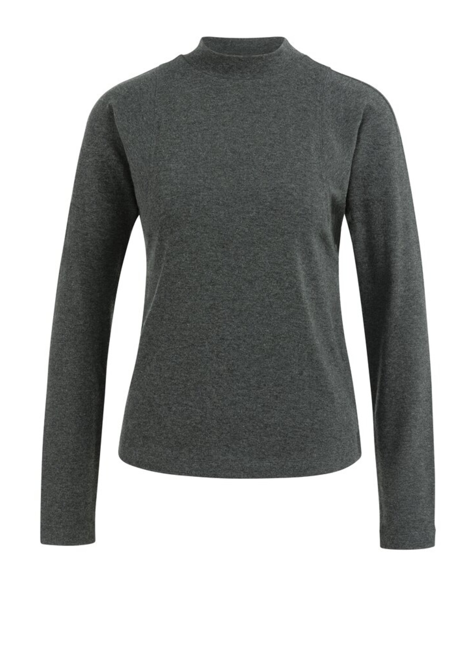 Yaya Yaya, Aansluitende top met lange mouwen en halve col, Antraciet, Size: