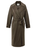 Yaya Yaya, Lange suedine jas met ceintuur, Brown, Size: