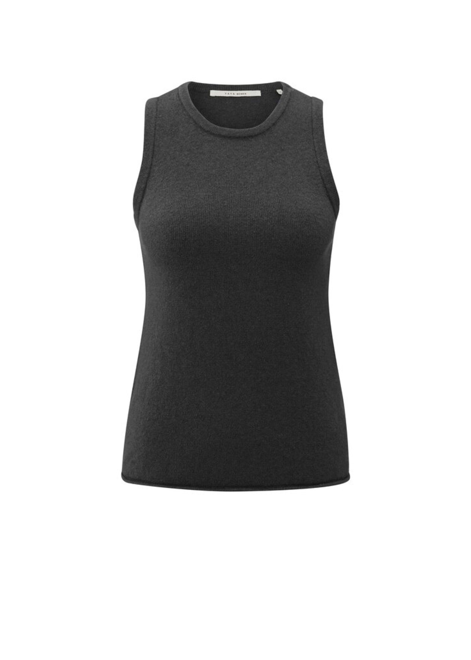 Yaya Yaya, Gebreide trui met diepe V-hals en bijpassende top, Oyster black, Size: