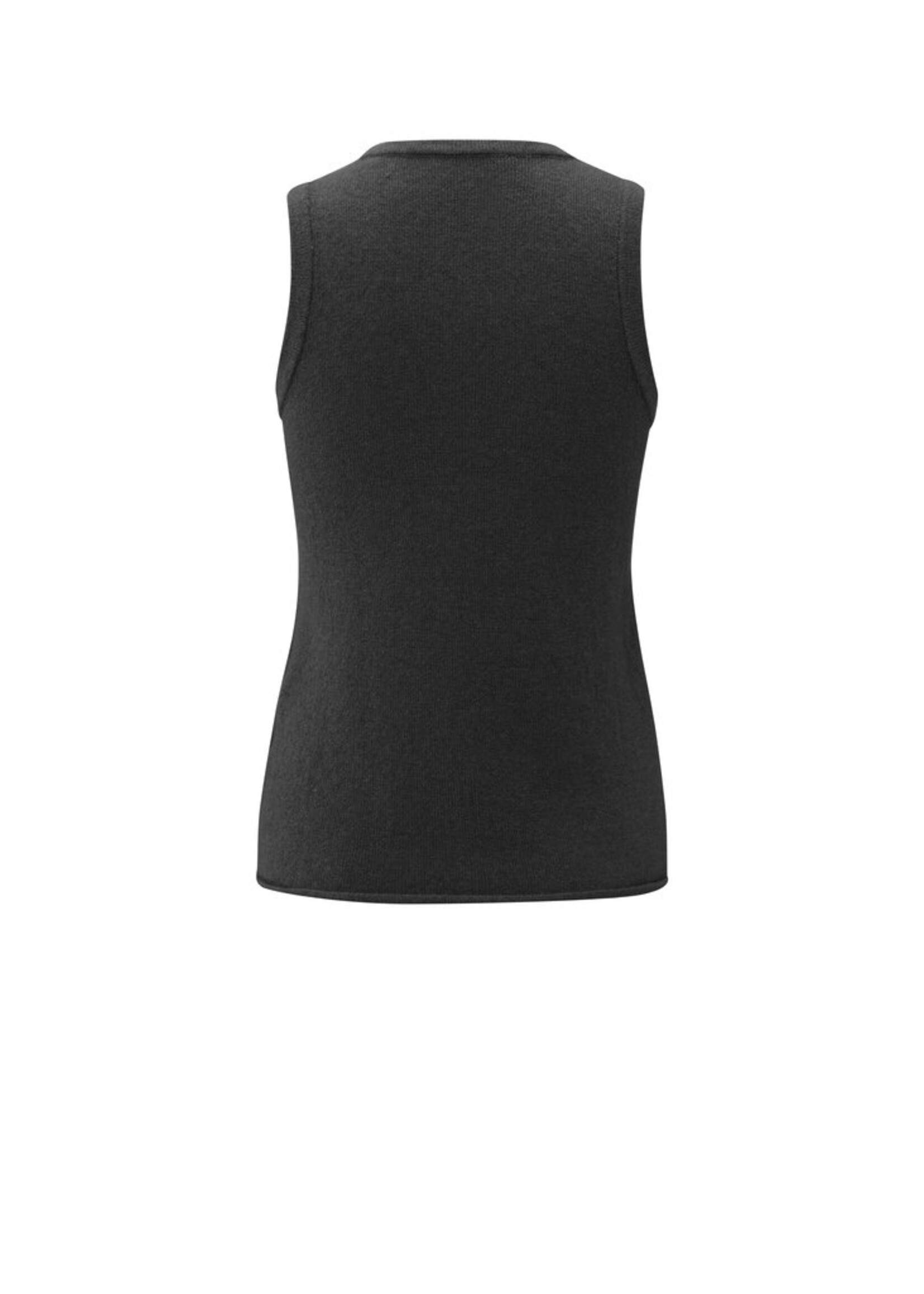 Yaya Yaya, Gebreide trui met diepe V-hals en bijpassende top, Oyster black, Size: