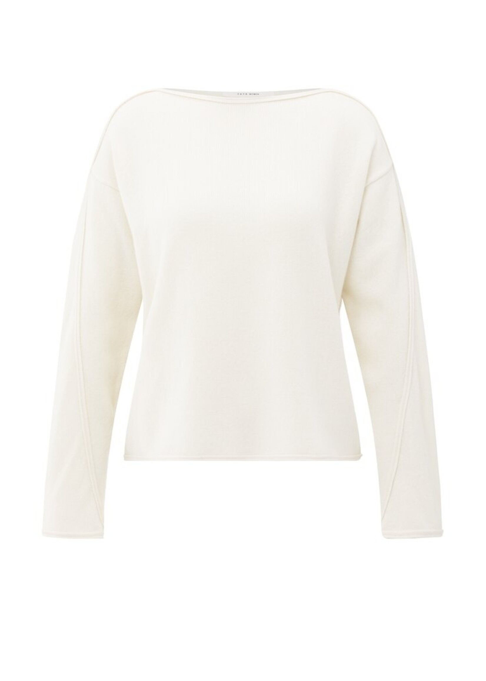 Yaya Yaya, Trui met boothals en verfijnde siernaden, Off white, Size:
