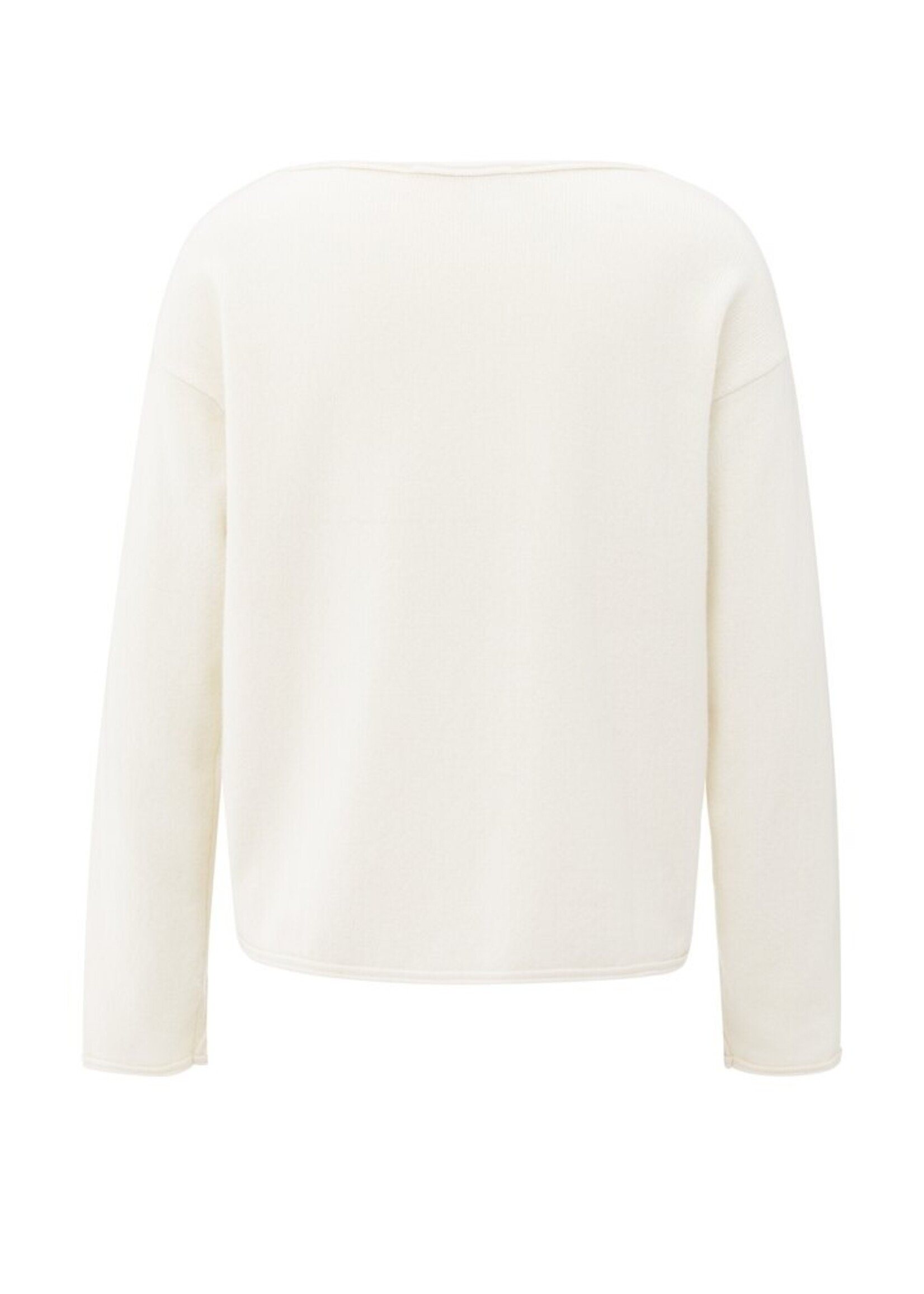 Yaya Yaya, Trui met boothals en verfijnde siernaden, Off white, Size: