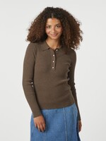 Neo Noir Neo Noir, Panama Knit Blouse, Brown melange, Size: