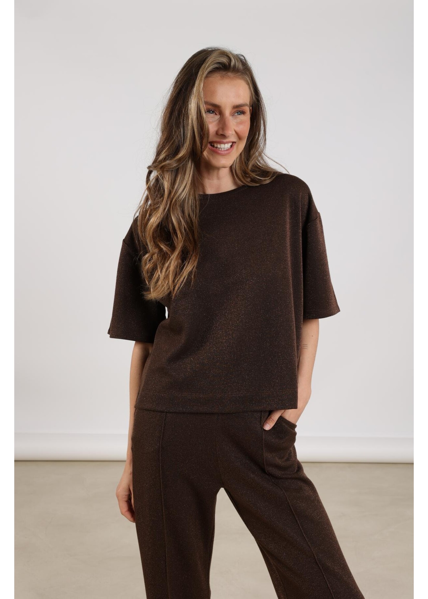 Nukus Nukus, Hilly Top Lurex, Dark chocolate. Size: