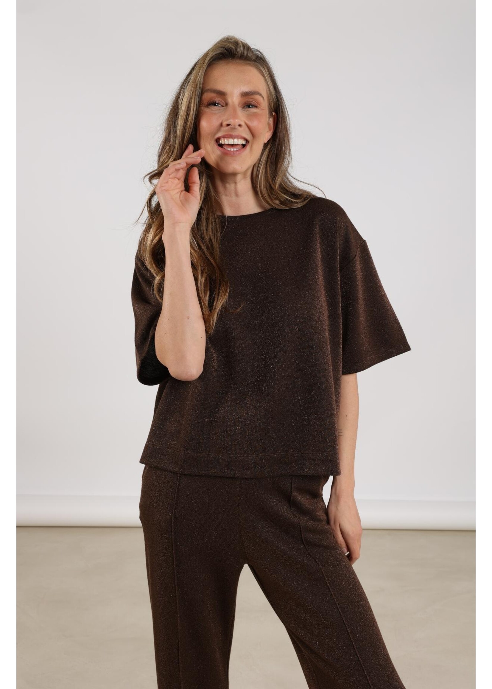 Nukus Nukus, Hilly Top Lurex, Dark chocolate. Size: