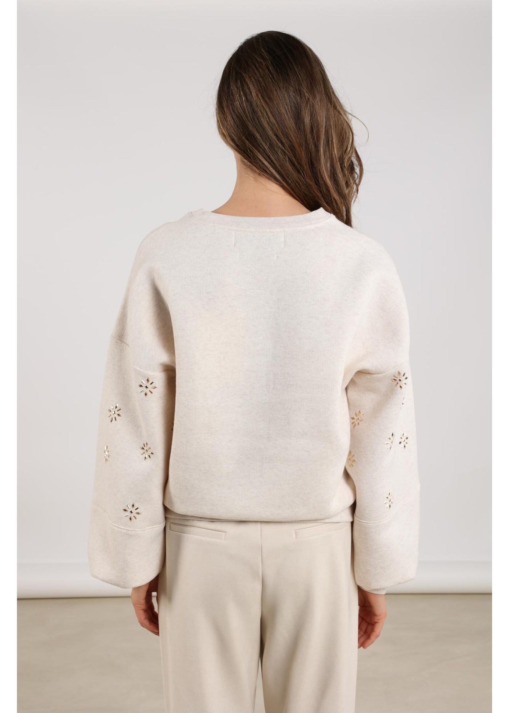 Nukus Nukus, Amadora Sweater Flowerstuds, Sand, Size: