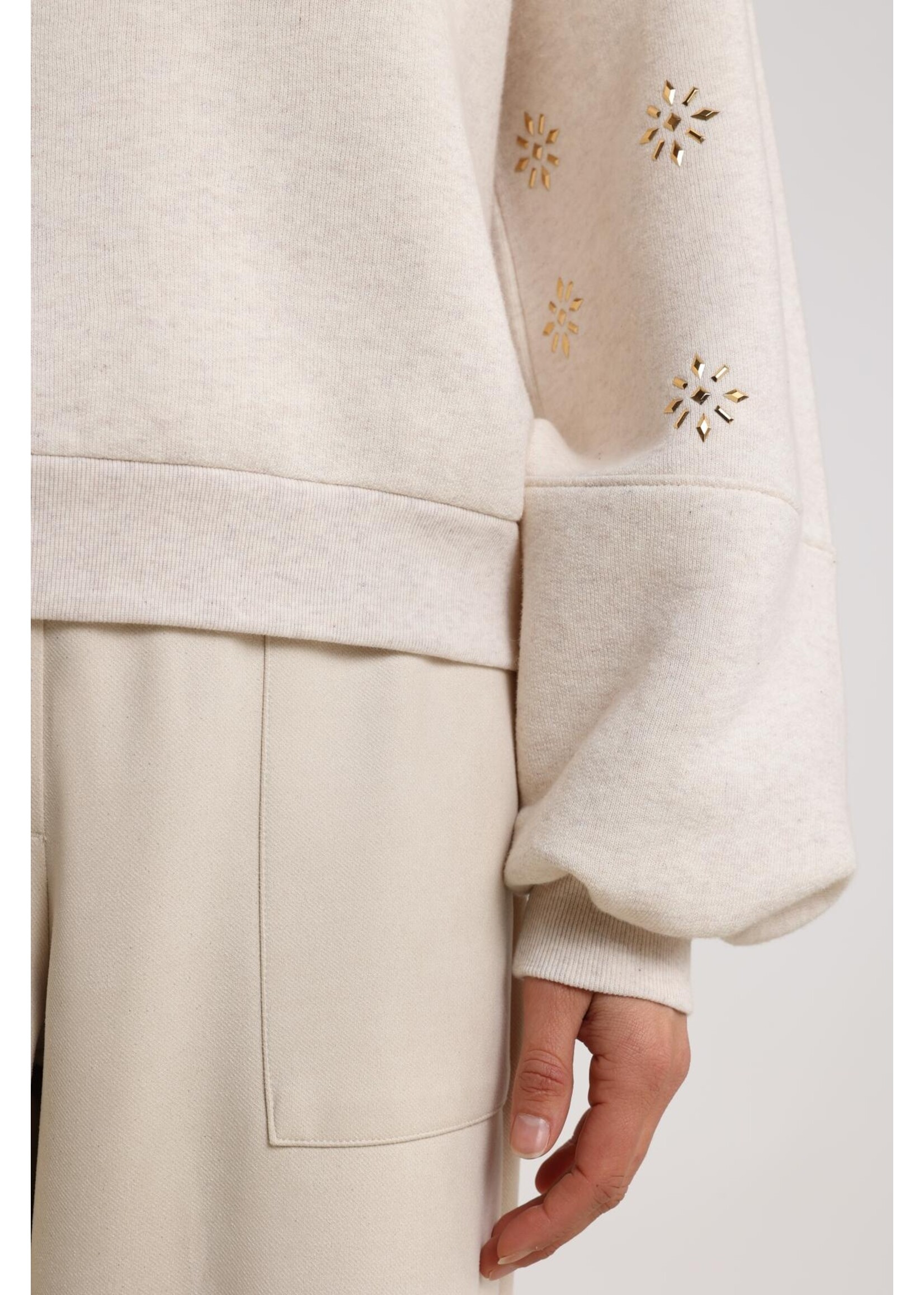 Nukus Nukus, Amadora Sweater Flowerstuds, Sand, Size: