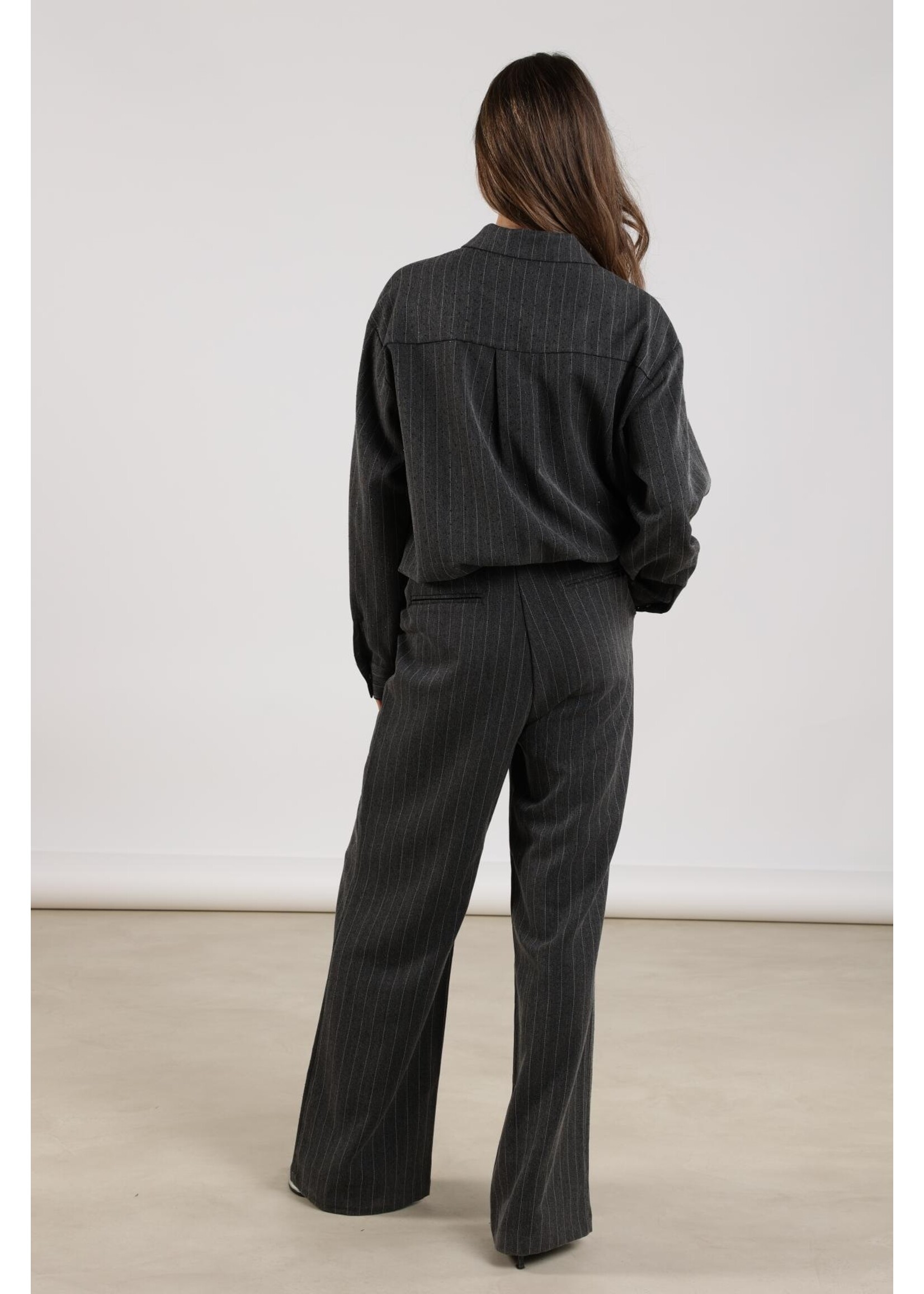 Nukus Nukus, Fenna Pants Stripe Strass, Antraciet, Size: