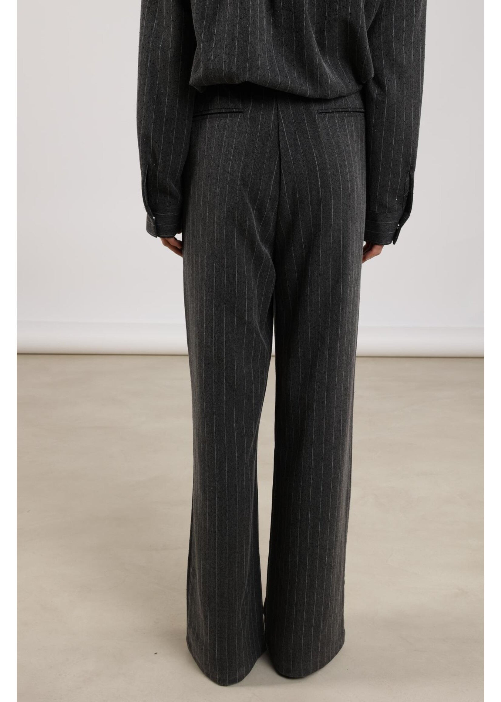 Nukus Nukus, Fenna Pants Stripe Strass, Antraciet, Size: