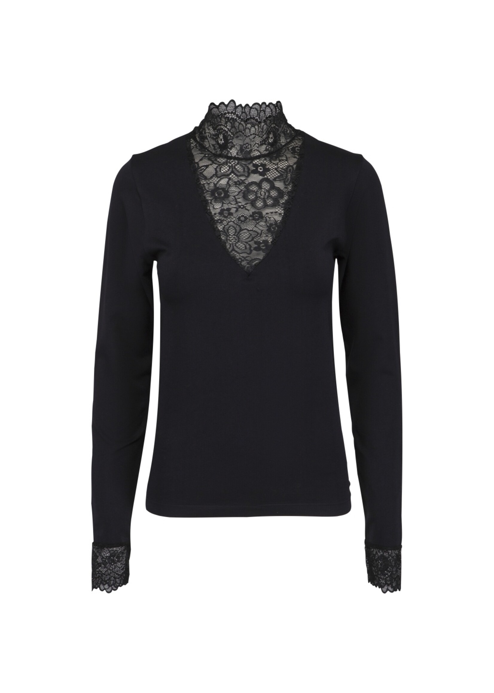 Minus Minus, MSVanessa V-cut Blouse, Black, Size: