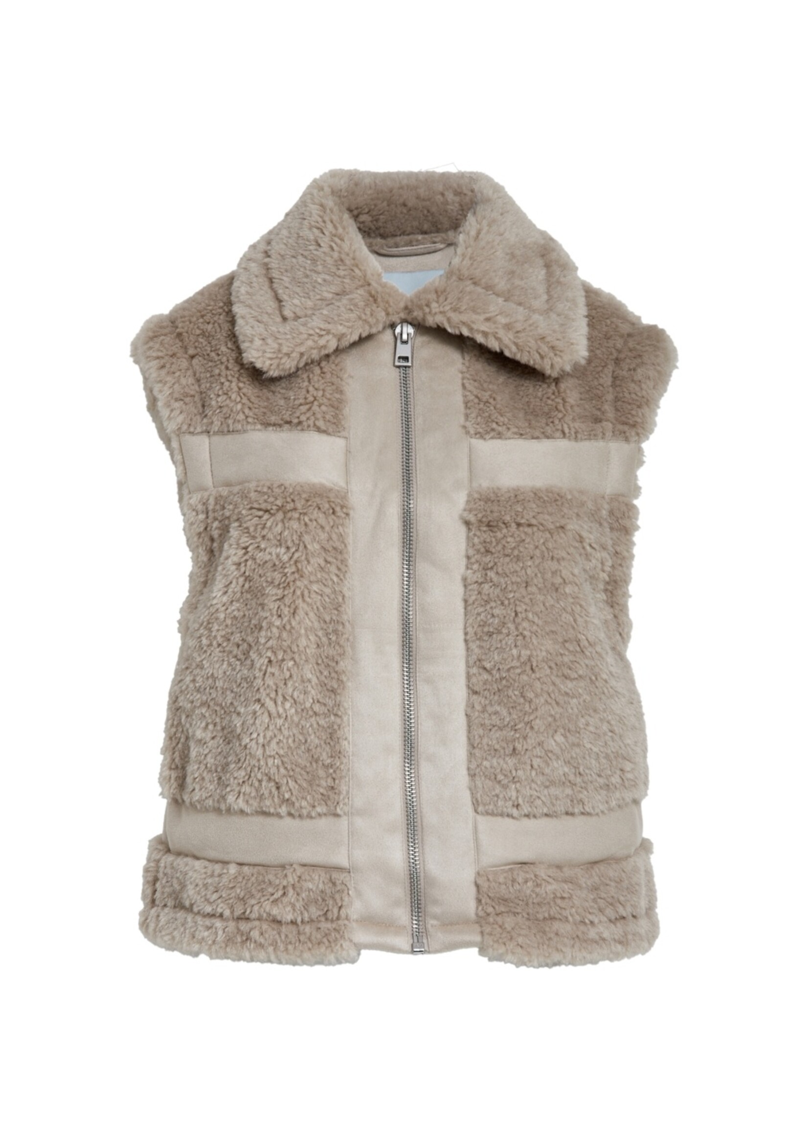 Minus Minus, MSAlda Faux Fur Vest , Sand gray, Size: