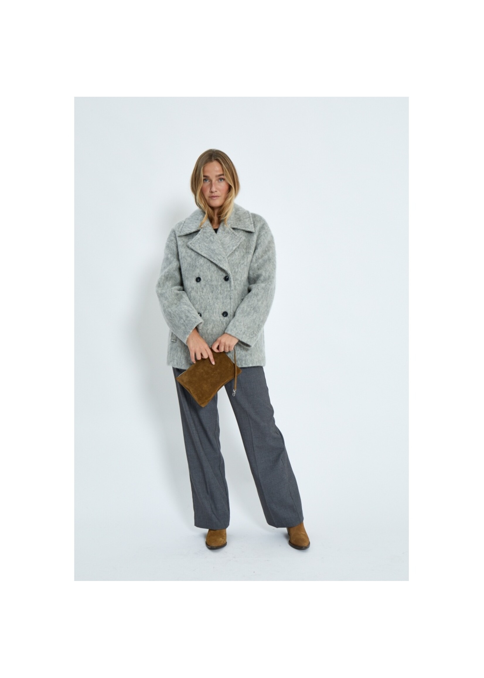 Minus Minus, MSClover Short Coat, Light grey melange, Size: