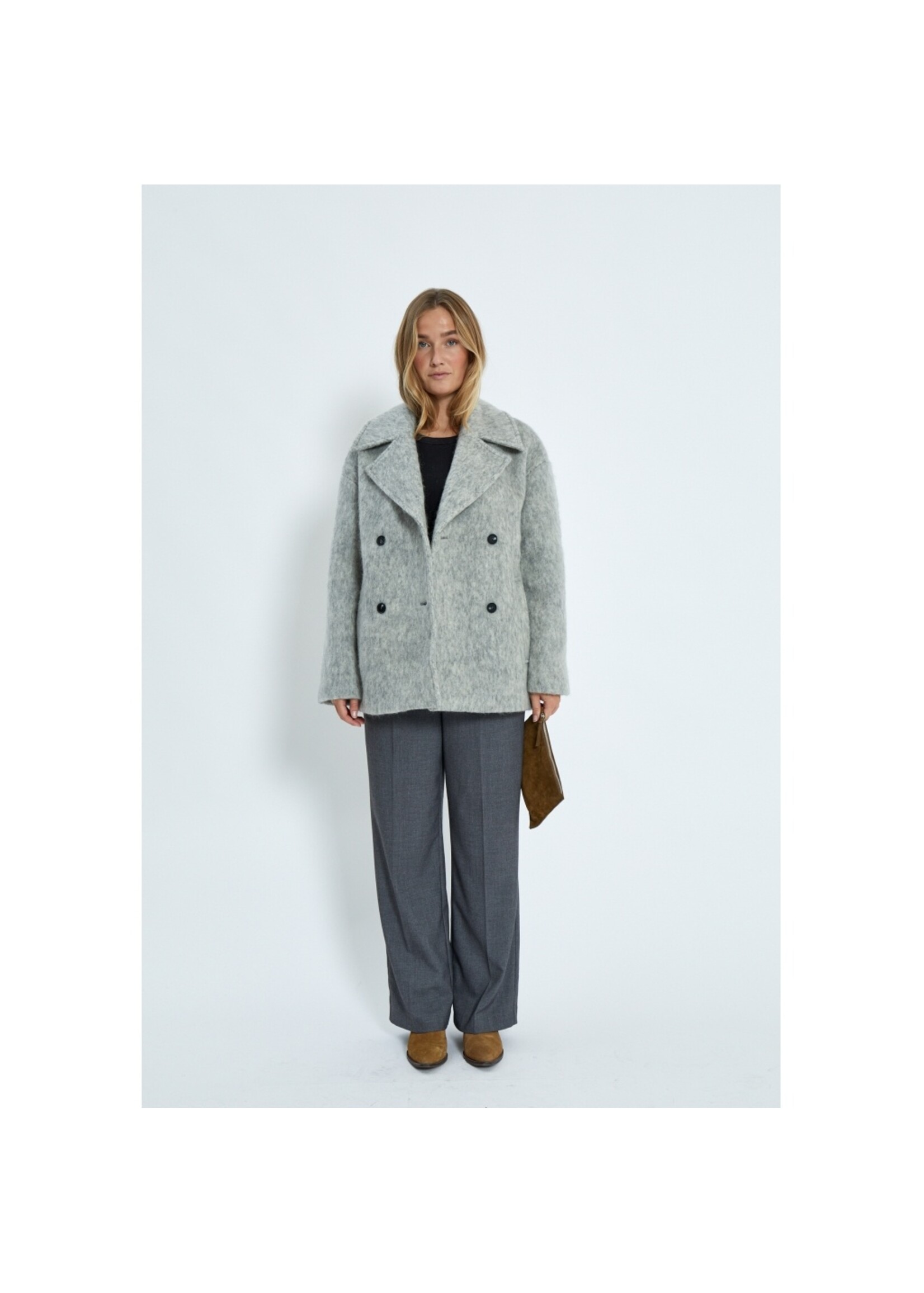 Minus Minus, MSClover Short Coat, Light grey melange, Size: