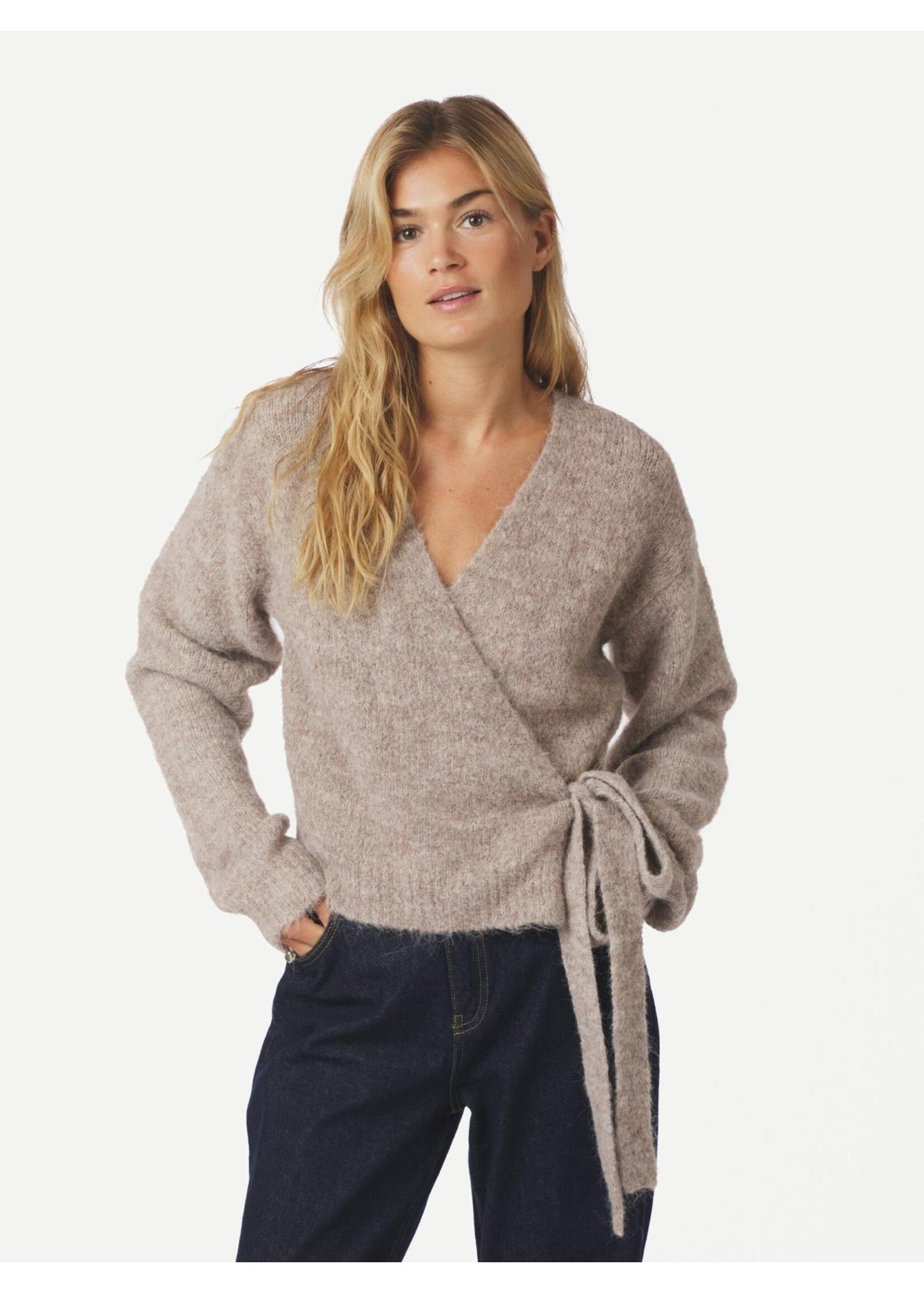 Neo Noir Neo Noir, Ronia Fluffy Wrap Knit Cardigan, Beige melange, Size: