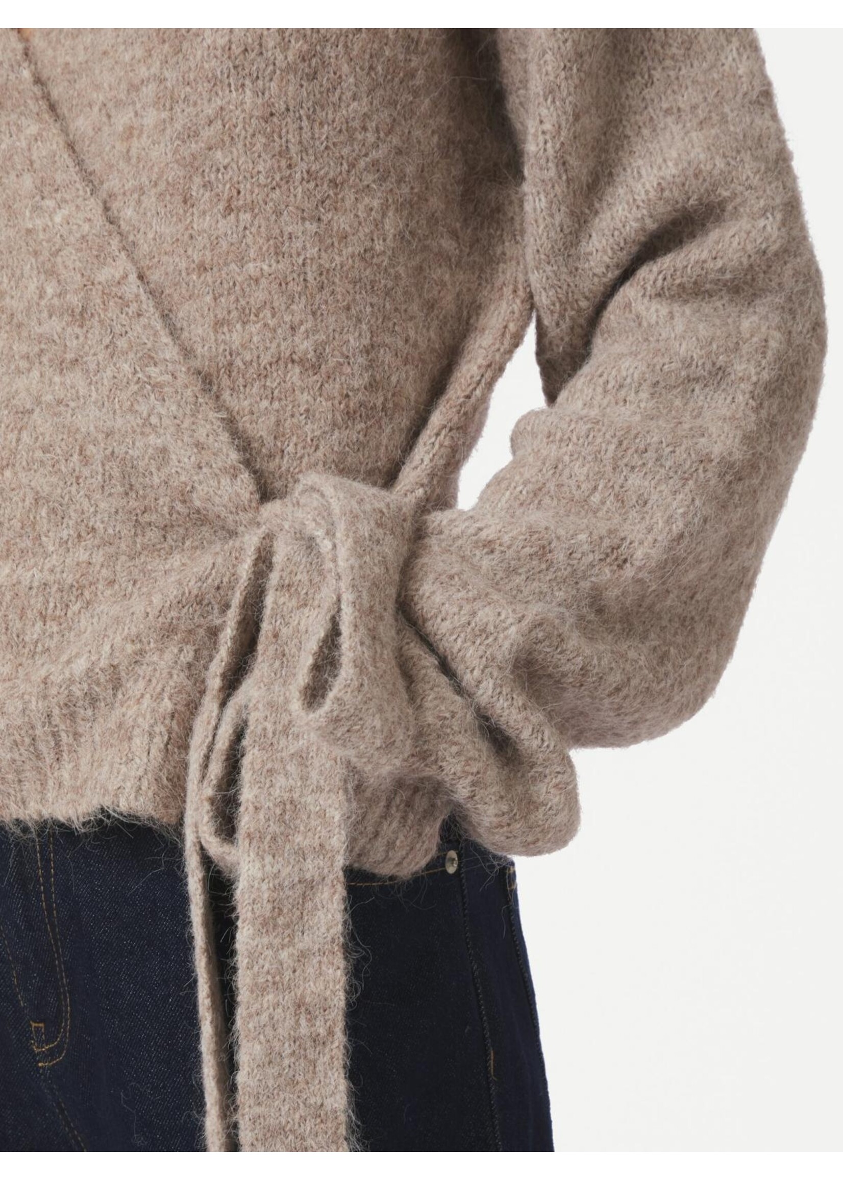 Neo Noir Neo Noir, Ronia Fluffy Wrap Knit Cardigan, Beige melange, Size: