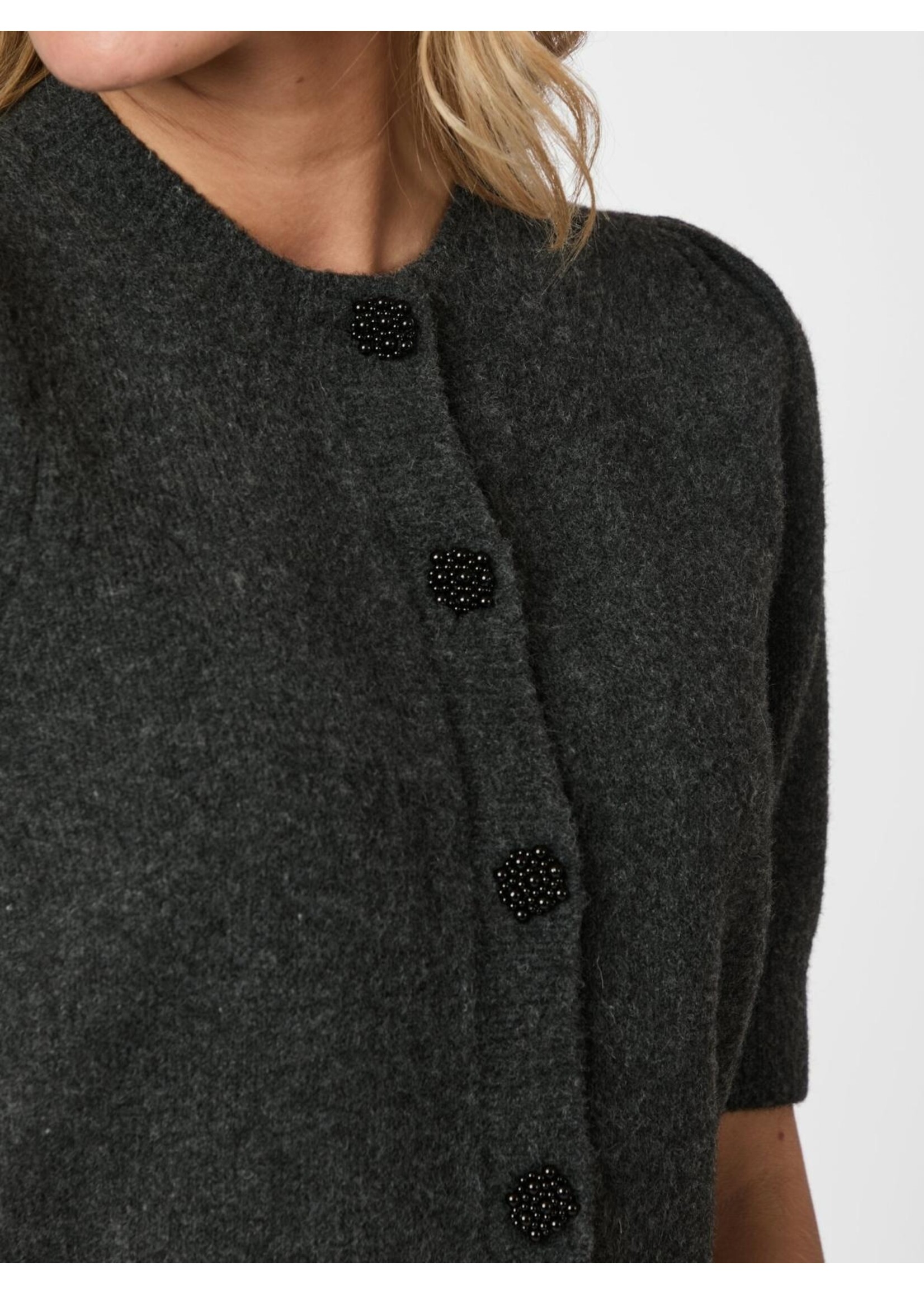 Neo Noir Neo Noir, Trudy Deco Knit Cardigan, Antraciet Melange, Size: