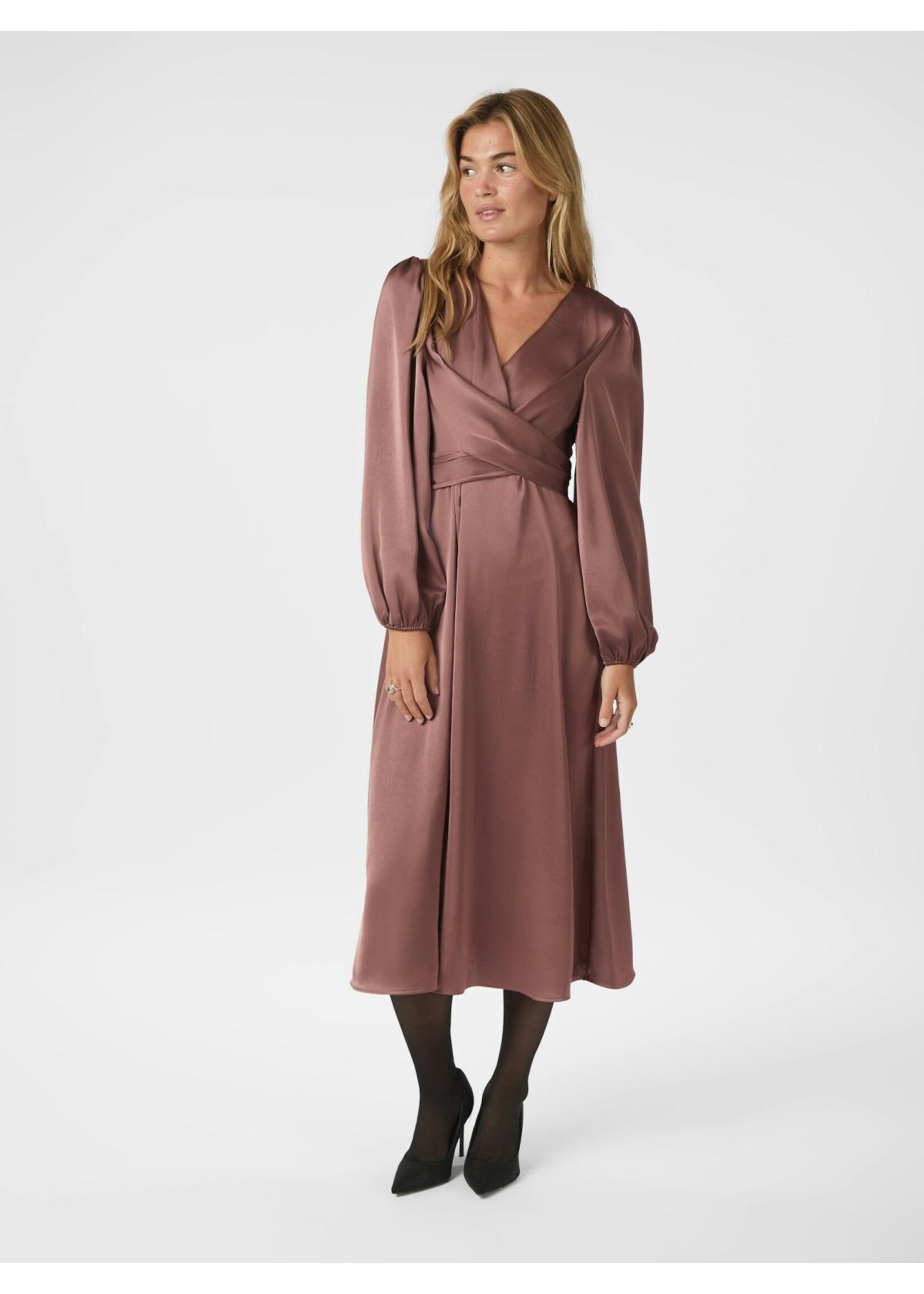 Neo Noir Neo Noir, Rimini Heavy Sateen Dress, Dark Rose, Size: