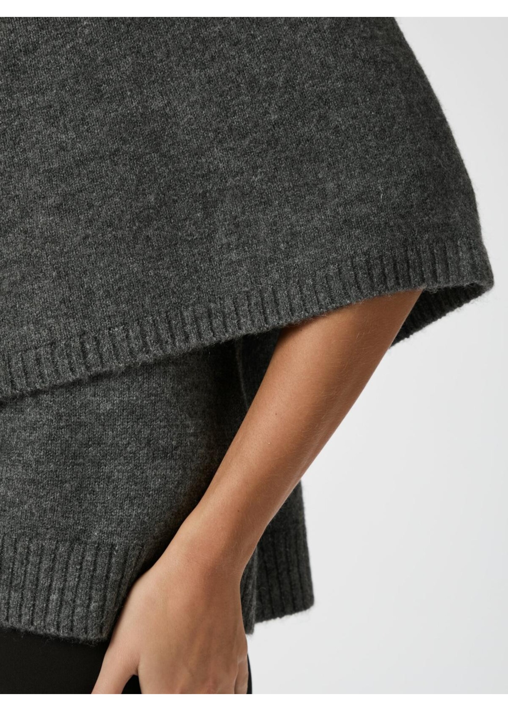 Neo Noir Neo Noir, Josei Double Knit Cape, Antraciet, size: