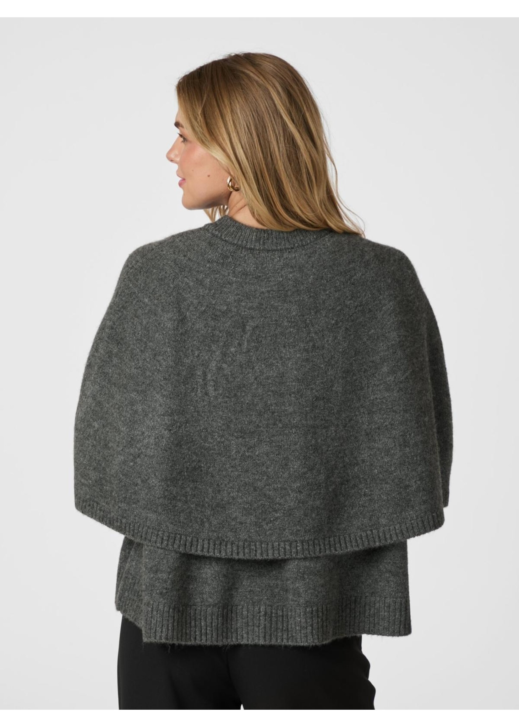 Neo Noir Neo Noir, Josei Double Knit Cape, Antraciet, size: