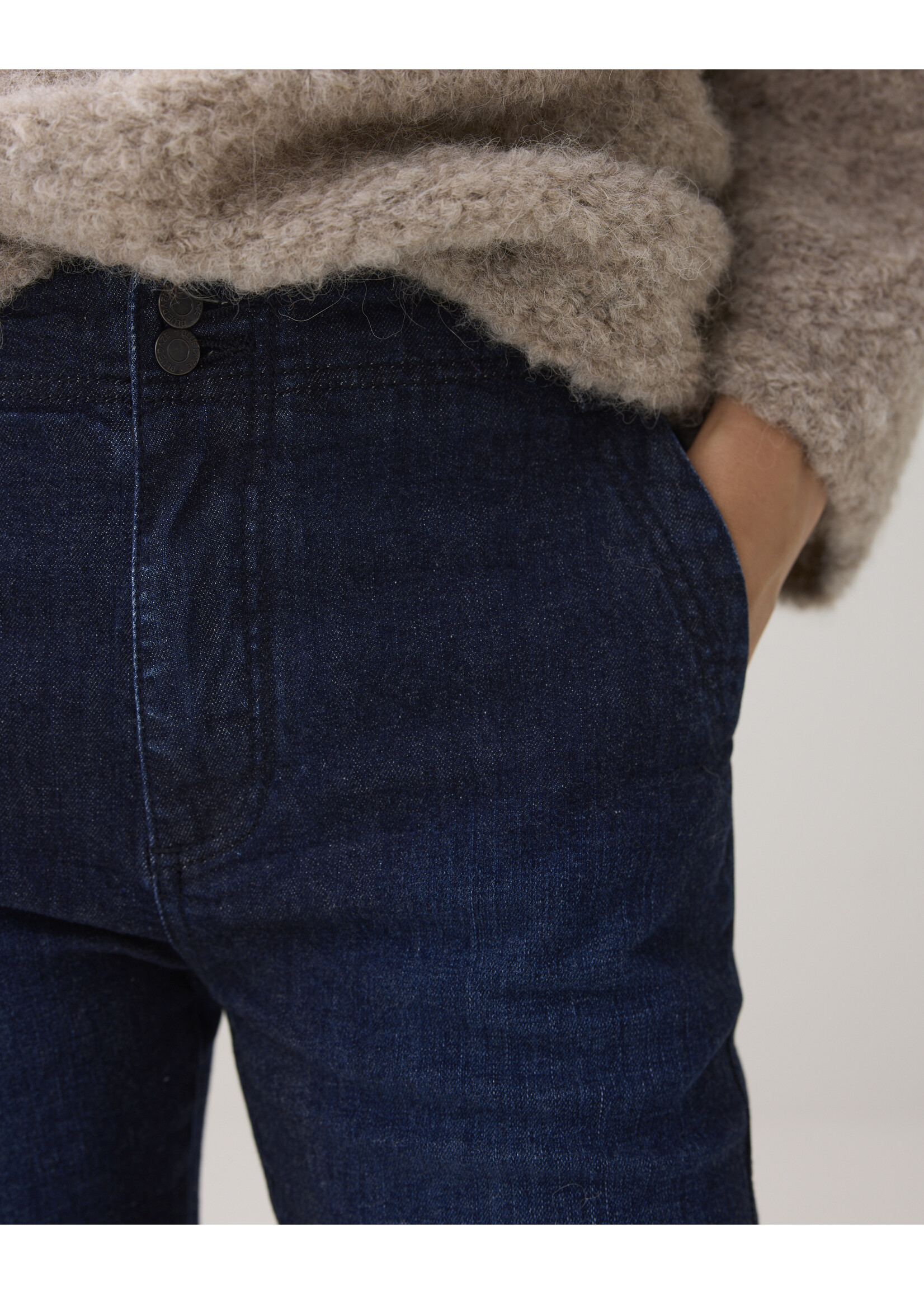 Summum Summum, Bootcut cropped light weight cotton, Night blue denim, Size: