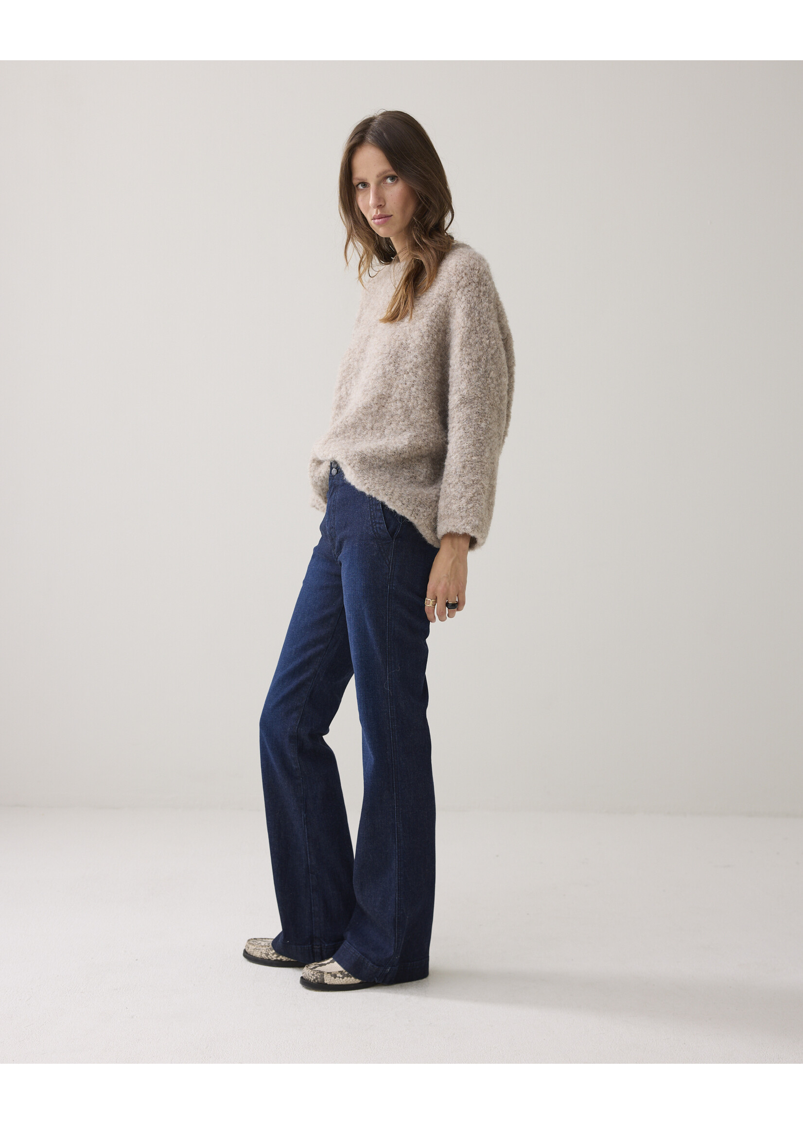 Summum Summum, Bootcut cropped light weight cotton, Night blue denim, Size: