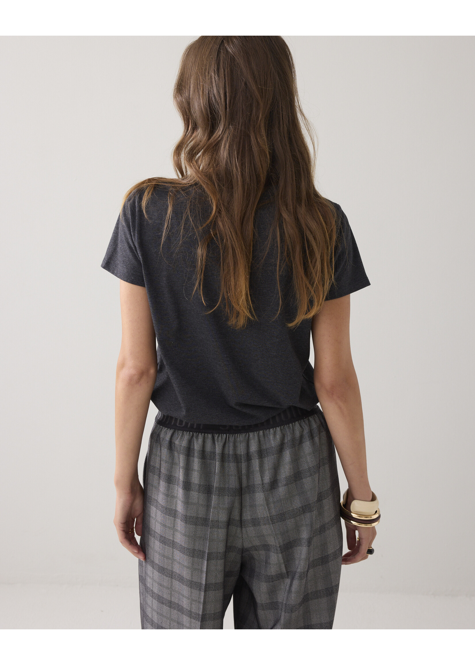 Summum Summum, T-shirt met necklace detail, Antraciet, Size: