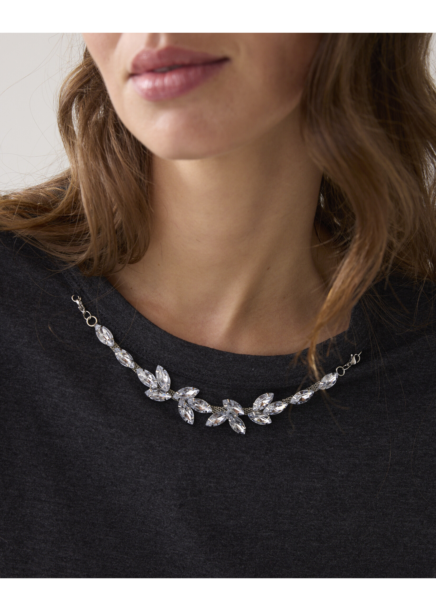 Summum Summum, T-shirt met necklace detail, Antraciet, Size: