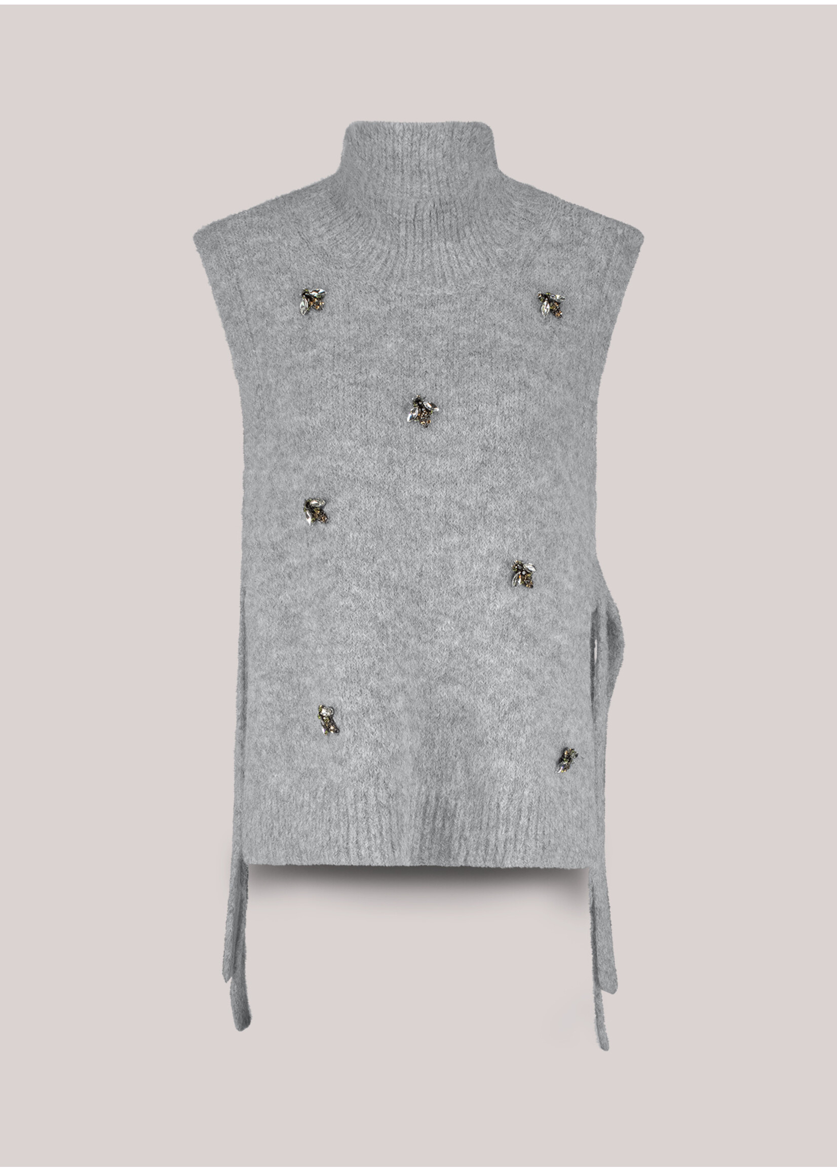 Summum Summum, Embellished spencer cozy melange knit, Mist, Size: