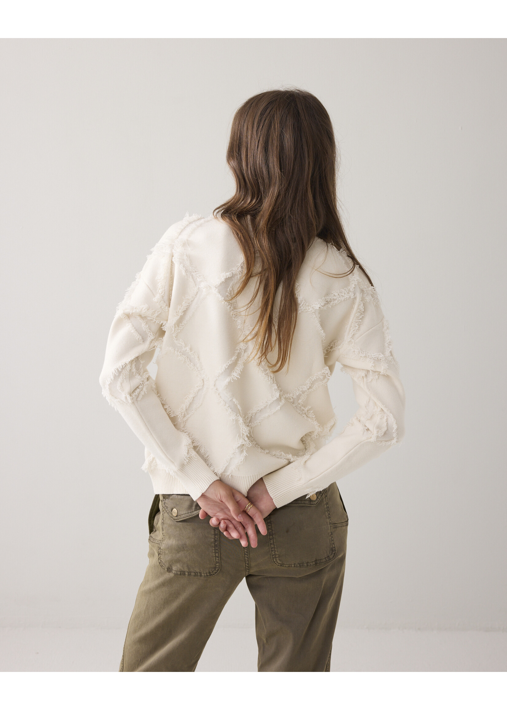 Summum, Sweater comfy viscose blend knit, Ivory, Size: