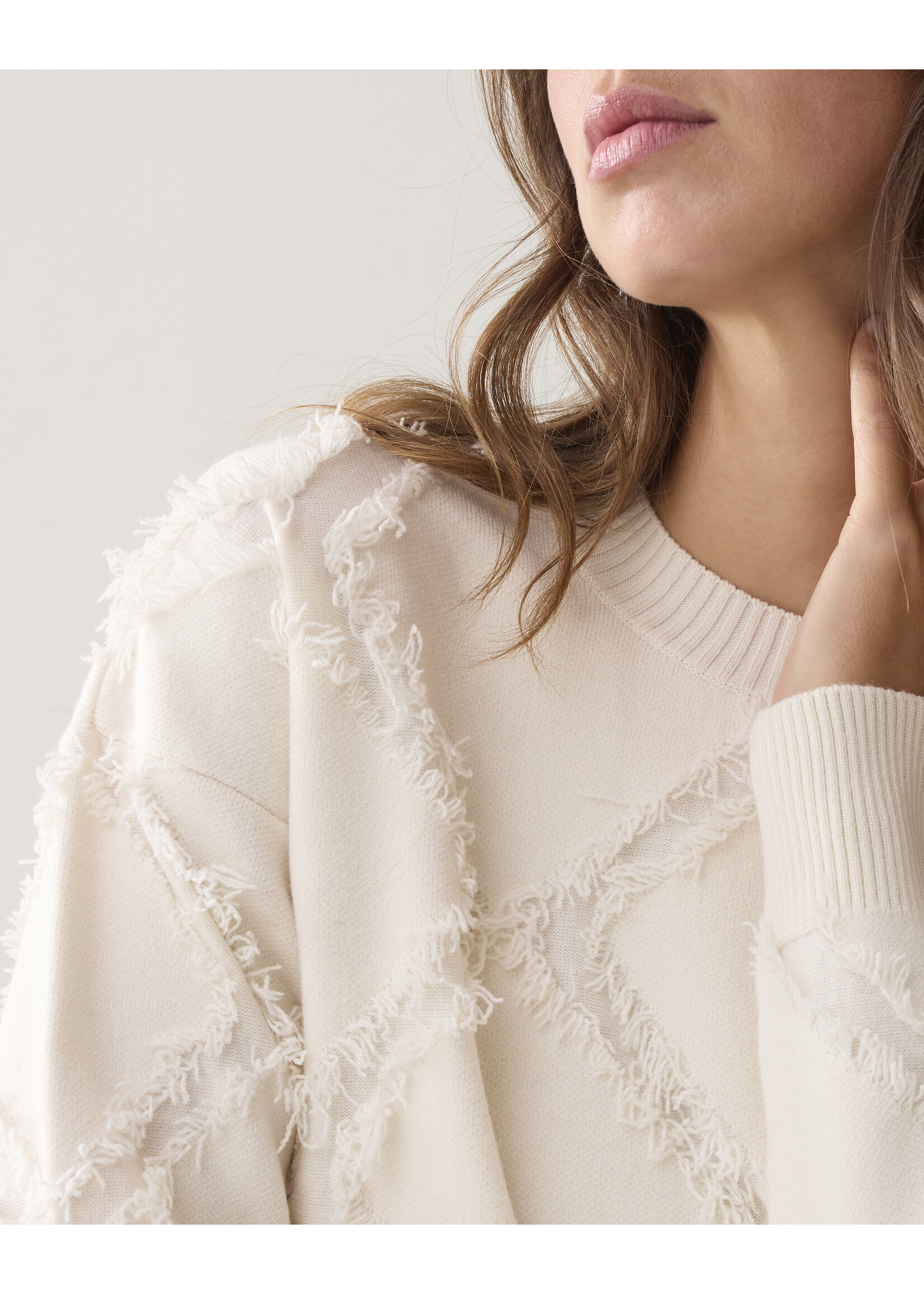 Summum, Sweater comfy viscose blend knit, Ivory, Size: