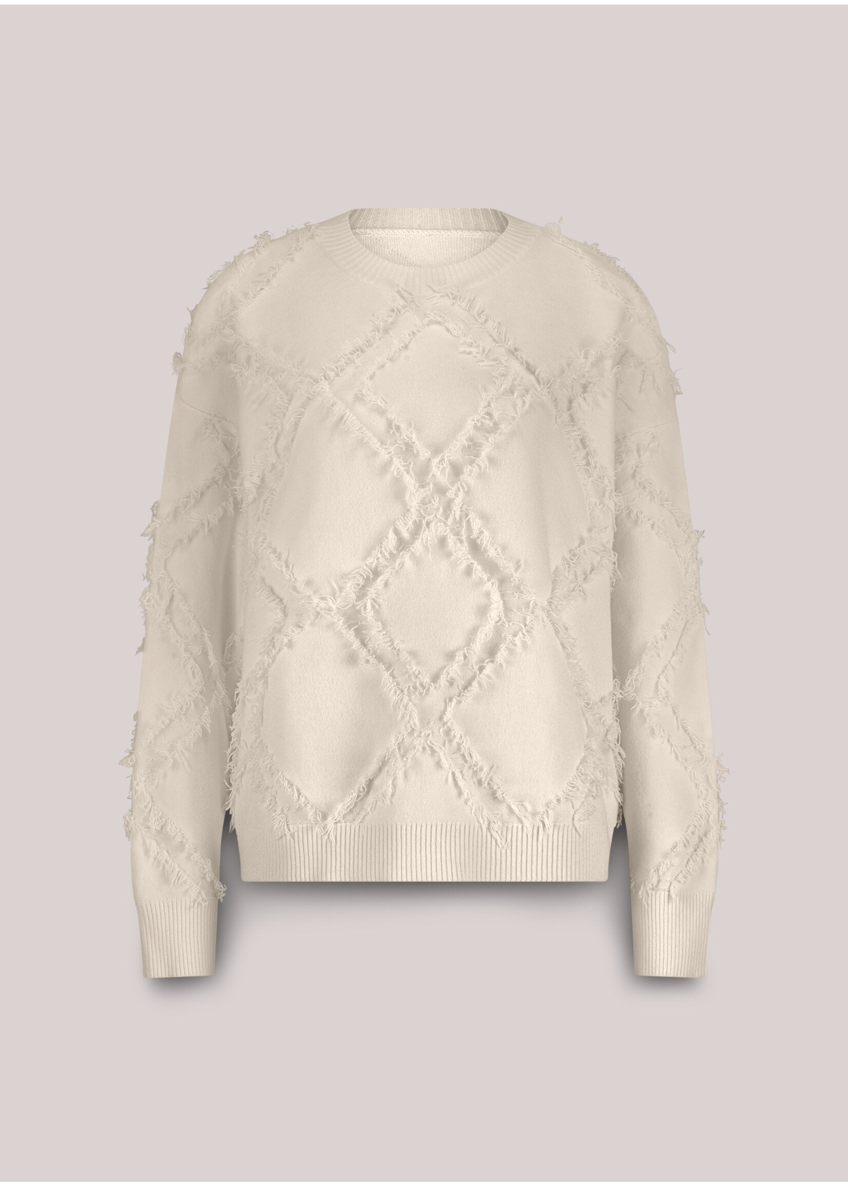 Summum, Sweater comfy viscose blend knit, Ivory, Size: