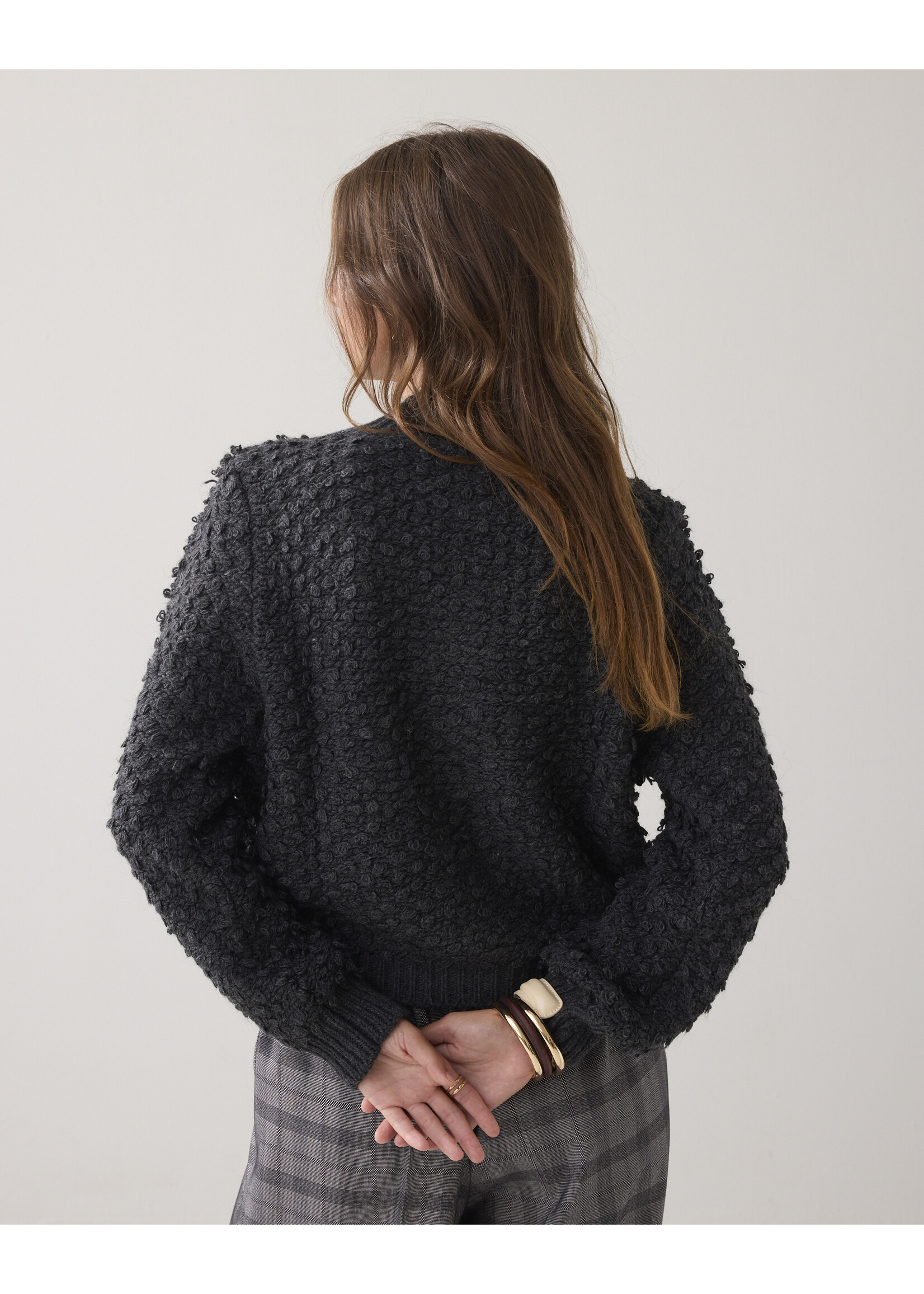 Summum Summum, Cardigan loop stitch knit, Antraciet, Size:
