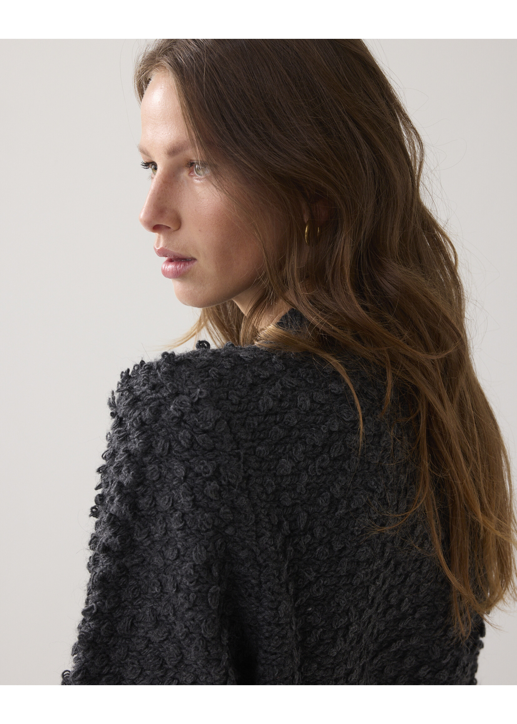 Summum Summum, Cardigan loop stitch knit, Antraciet, Size:
