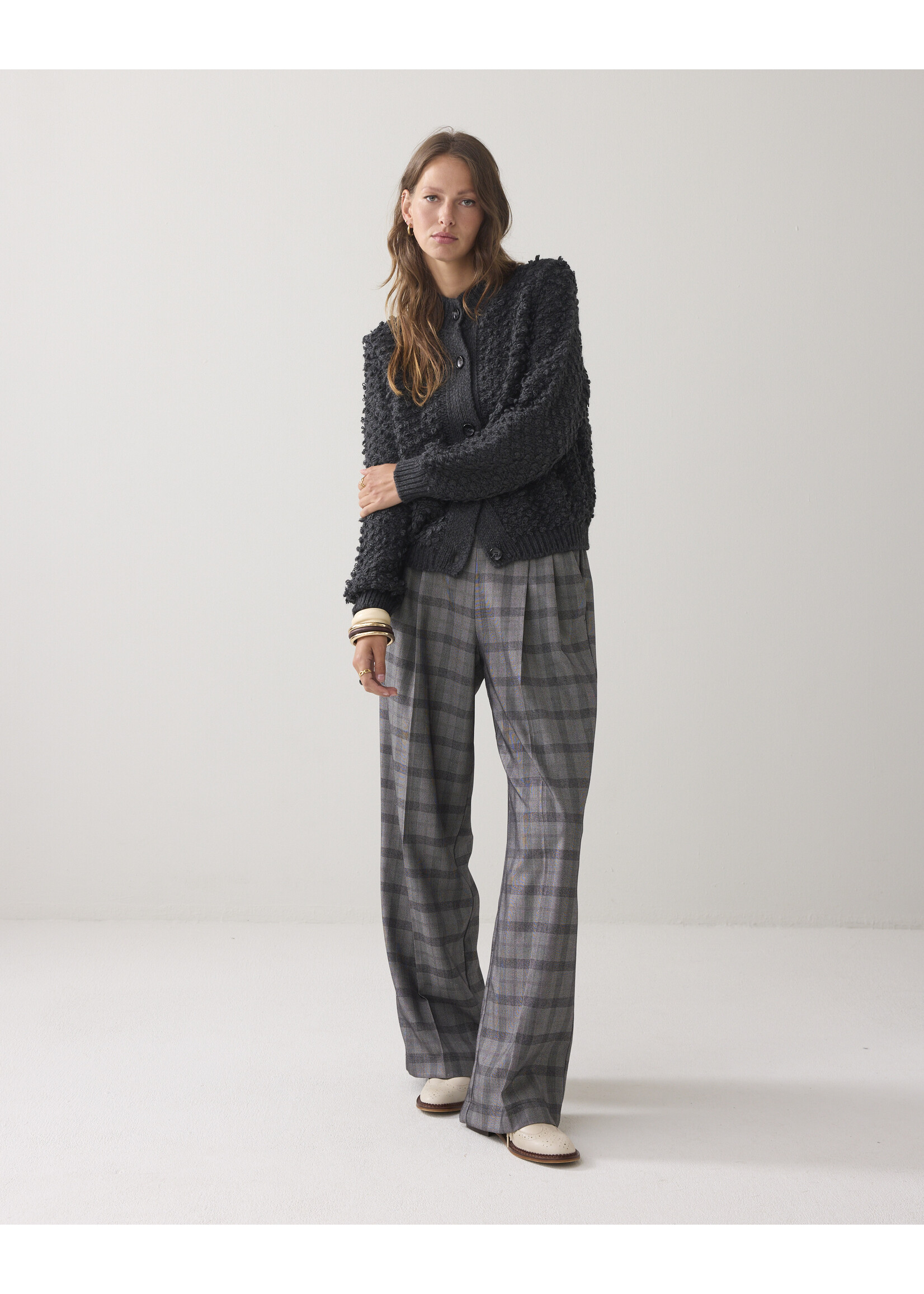 Summum Summum, Cardigan loop stitch knit, Antraciet, Size: