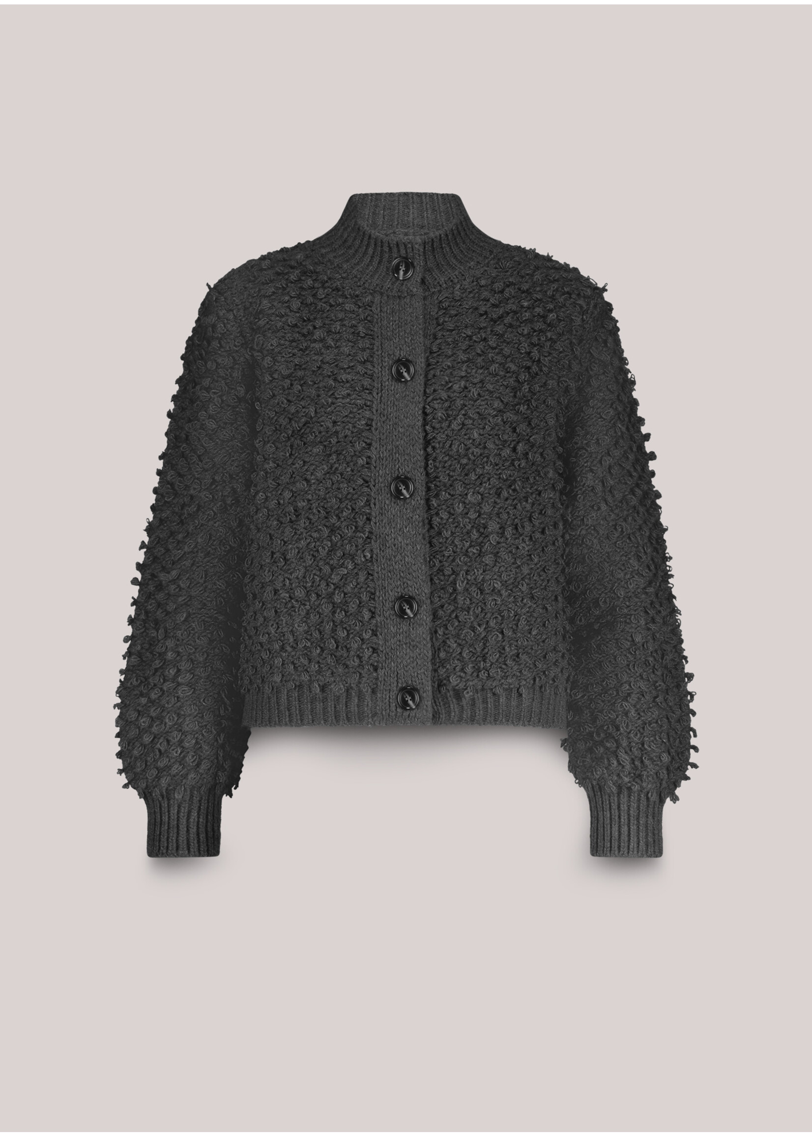 Summum Summum, Cardigan loop stitch knit, Antraciet, Size:
