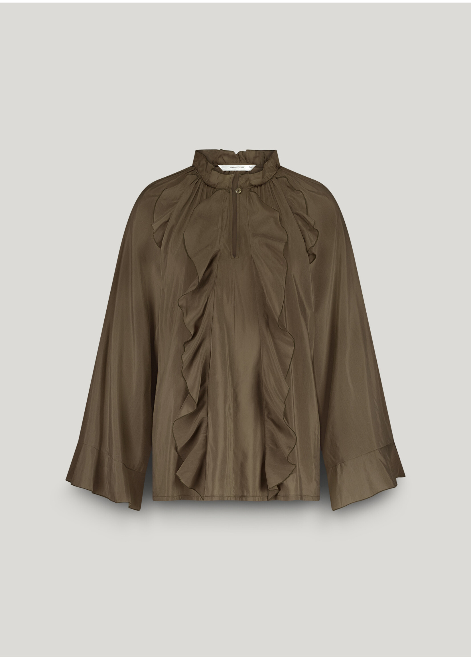 Summum Summum, Top ruffles Cotton viscose. Dark camo, Size: