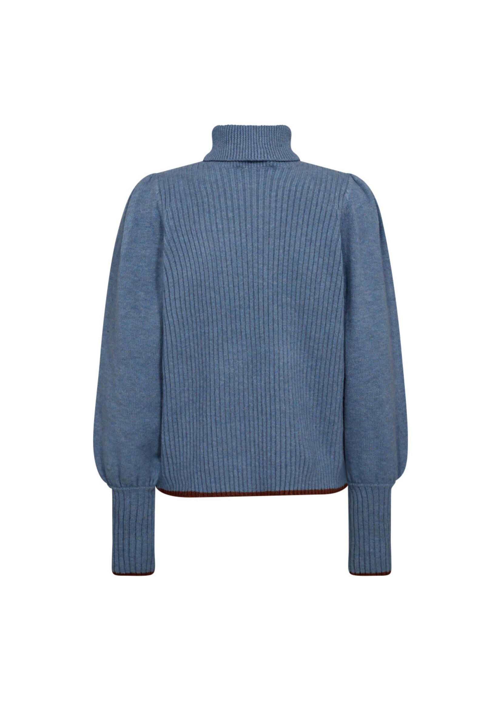 Co Couture Co'couture, RowCC Puff Rib Roll Neck, Blue, Size: