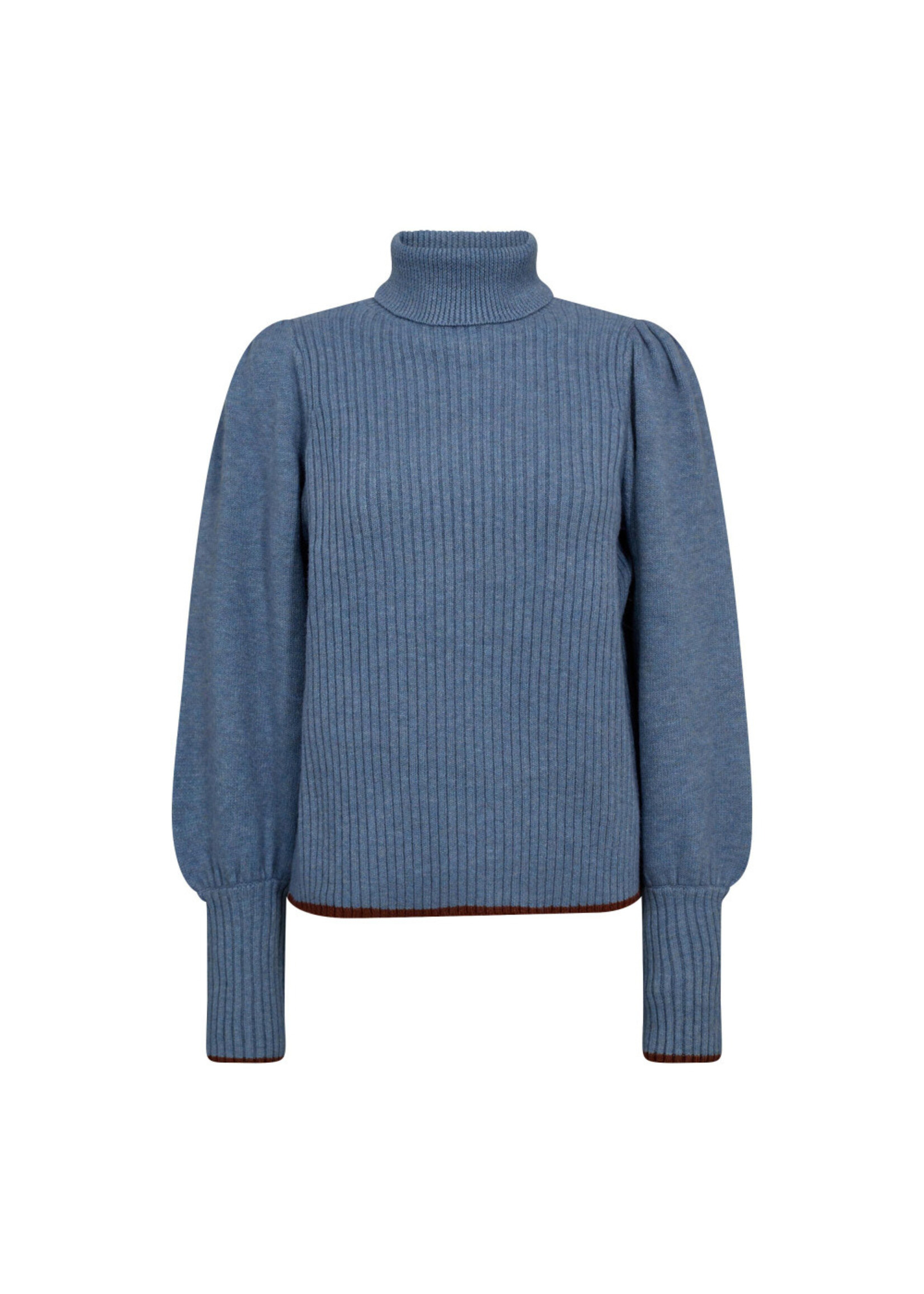 Co Couture Co'couture, RowCC Puff Rib Roll Neck, Blue, Size: