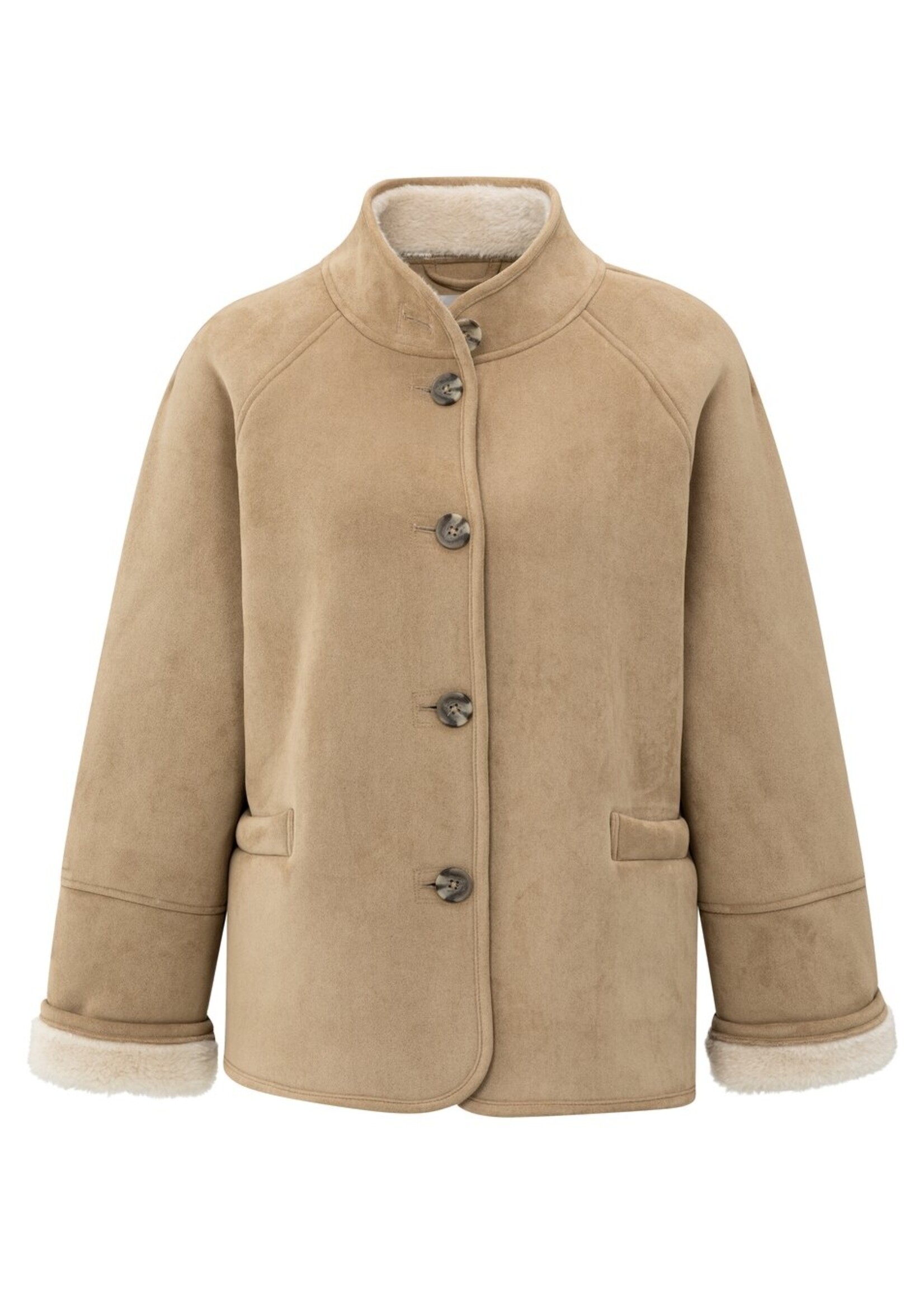 Yaya Yaya, Oversized lammy jas, Light camel, Size: