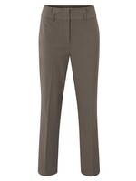 Yaya Yaya, Broek met dubbele tailleband, Dark taupe grey melange, Size: