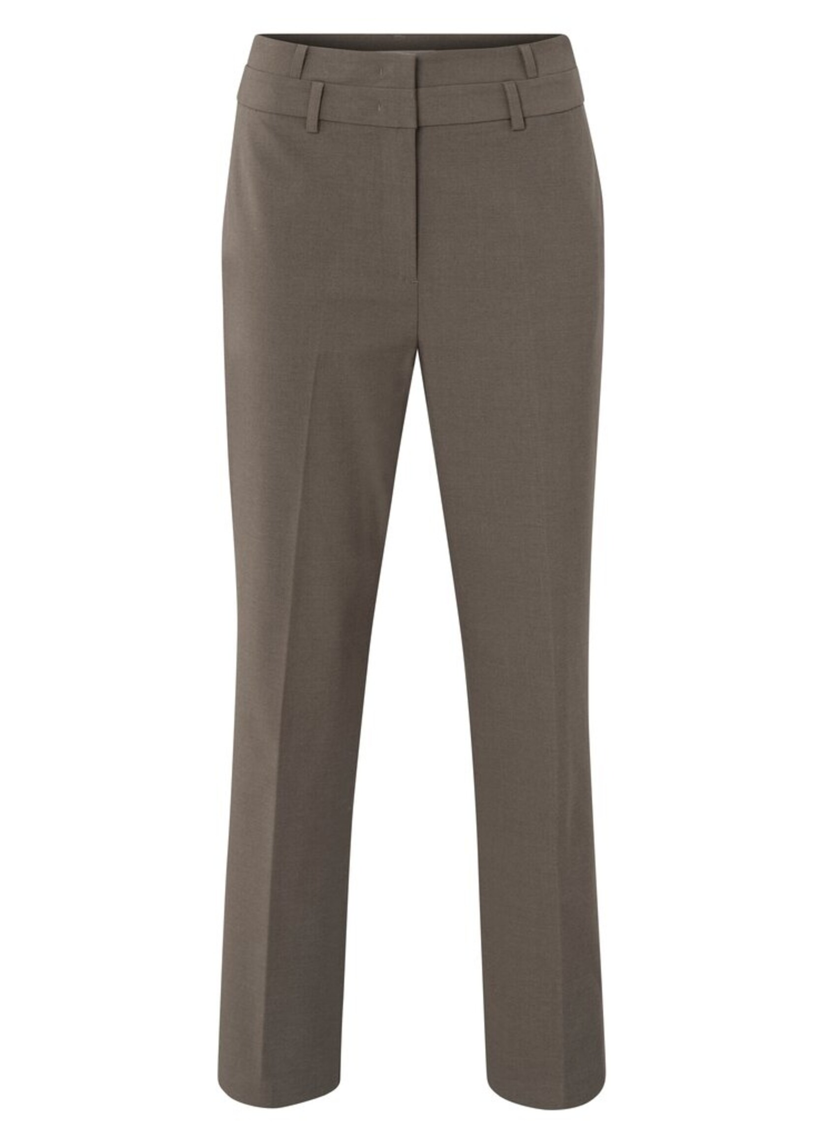Yaya Yaya, Broek met dubbele tailleband, Dark taupe grey melange, Size: