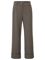 Yaya Yaya, Zachte geweven broek met brede omgeslagen zoom, Dark taupe grey, Size: