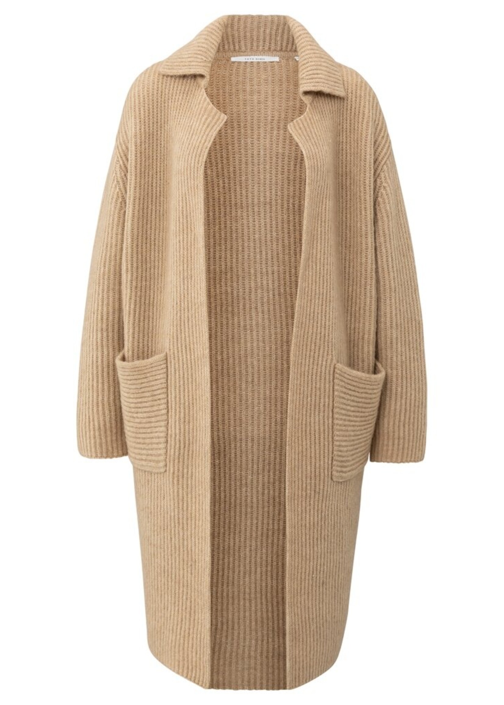 Yaya Yaya, Lang grofgebreid vest, Light Camel, Size: