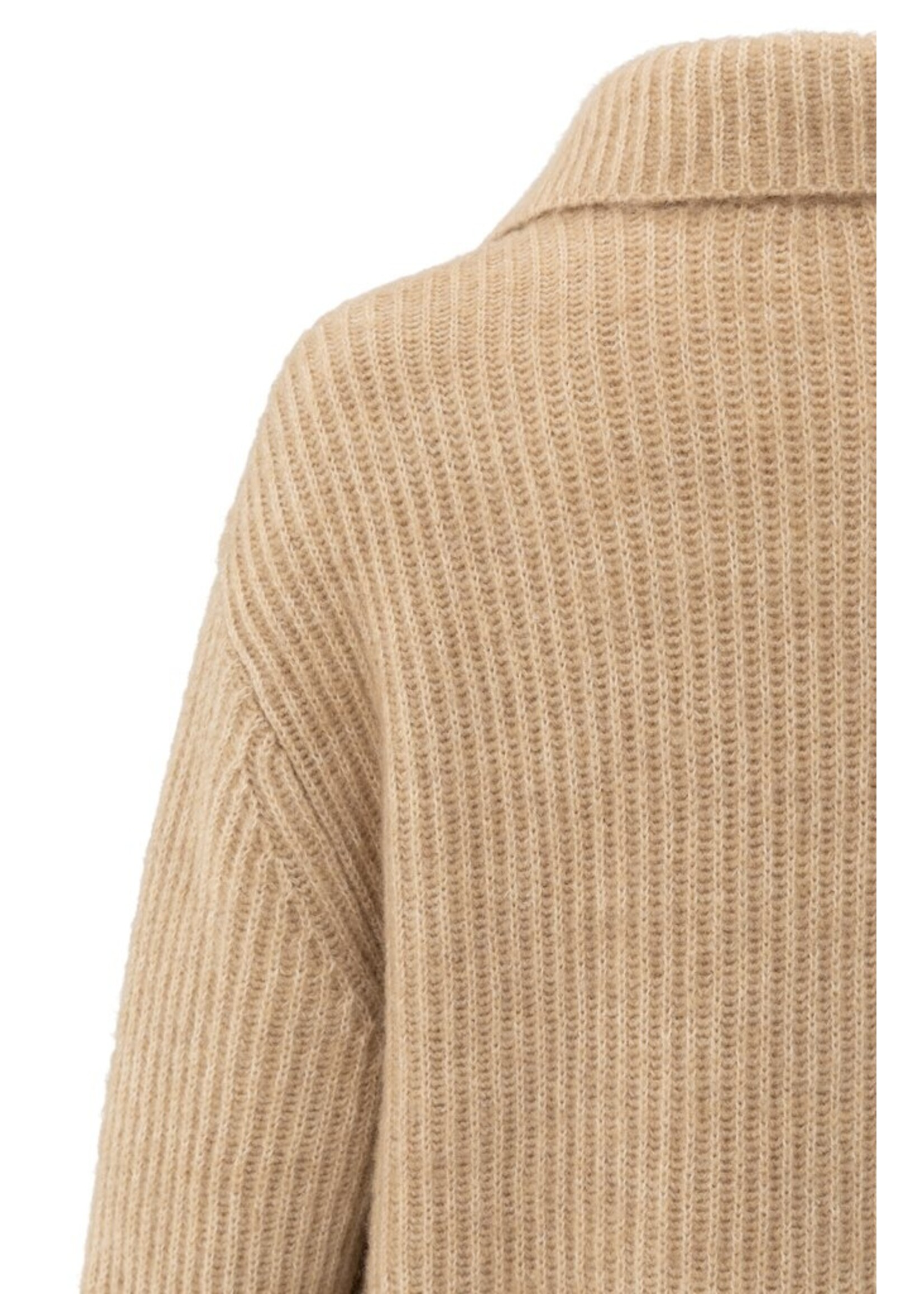 Yaya Yaya, Lang grofgebreid vest, Light Camel, Size: