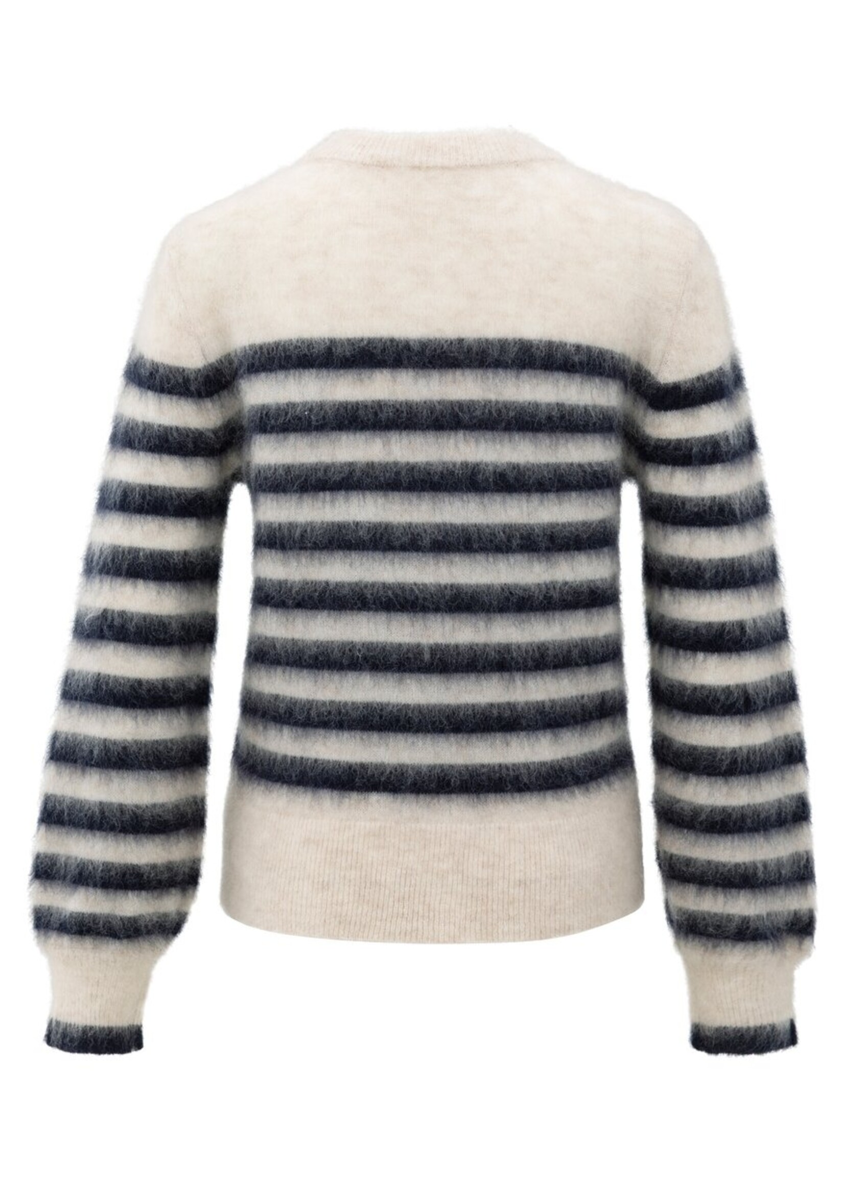 Yaya Yaya, Gestreepte trui met ronde hals, blue dessin, Size: