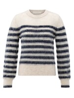 Yaya Yaya, Gestreepte trui met ronde hals, blue dessin, Size: