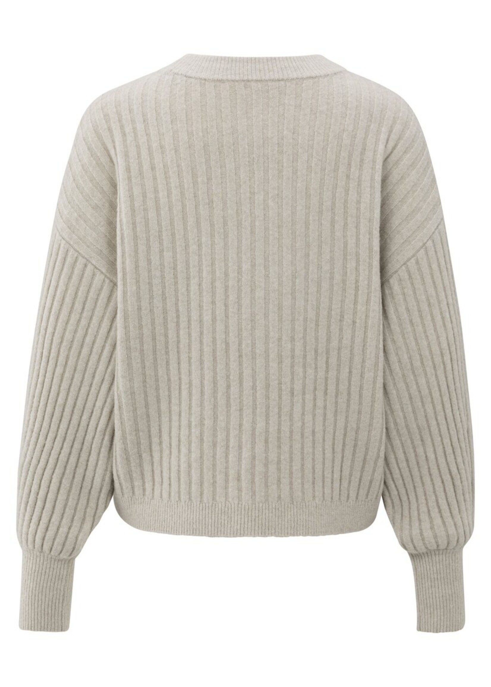 Yaya Yaya, Geribde trui met ronde hals, Cloud grey, Size: