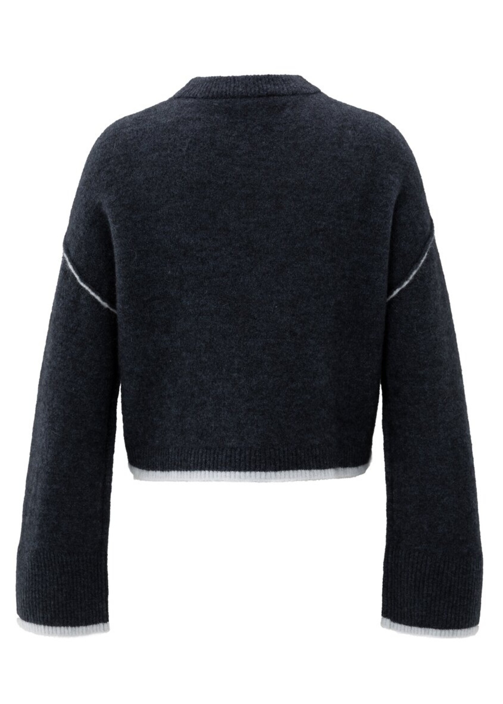 Yaya Yaya, Trui met contrasterende boorden, Col blue melange, Size: