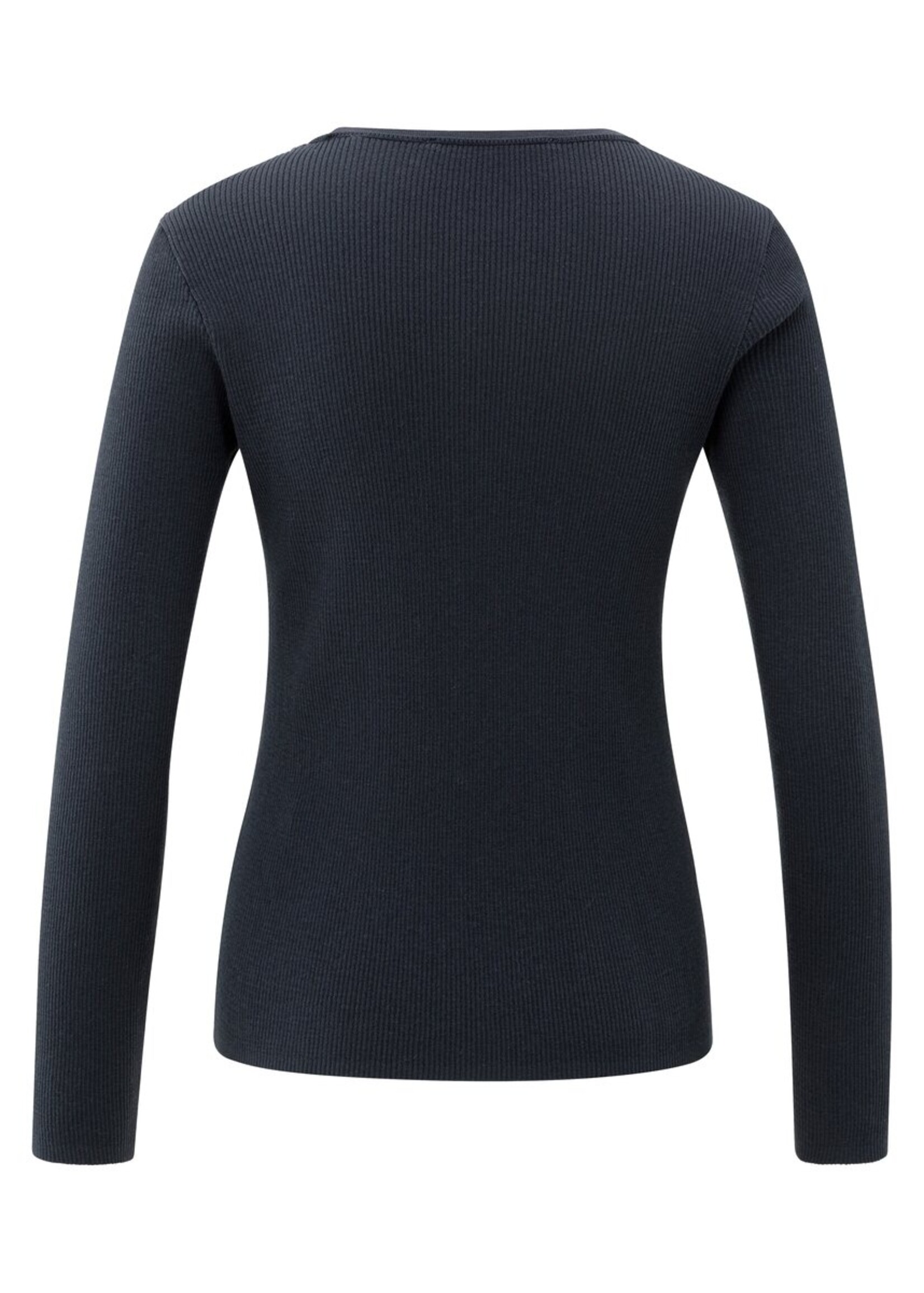 Yaya Yaya, Fijne ribtop met ronde hals, Collegiate blue, Size: